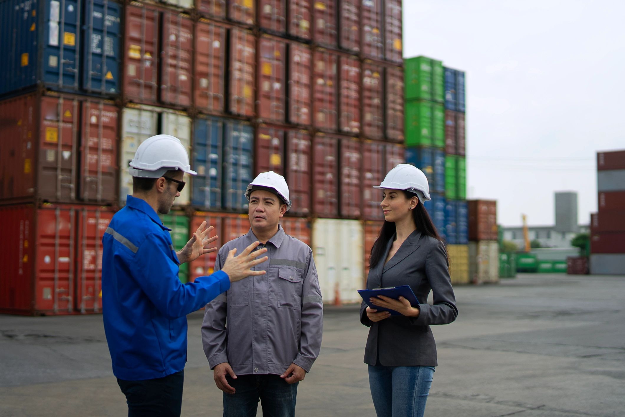 Warehouse logistics team coordinating shipments